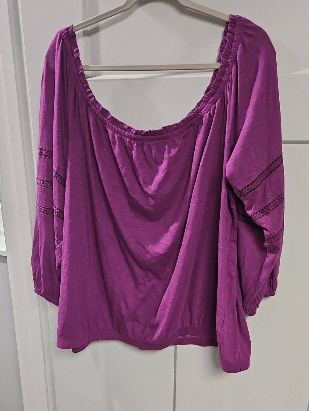 Lane Bryant Magenta Off-Shoulder Peasant Blouse